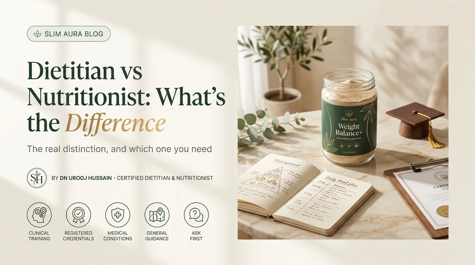 Editorial graphic: Dietitian vs nutritionist — what's the real difference, and which one you need