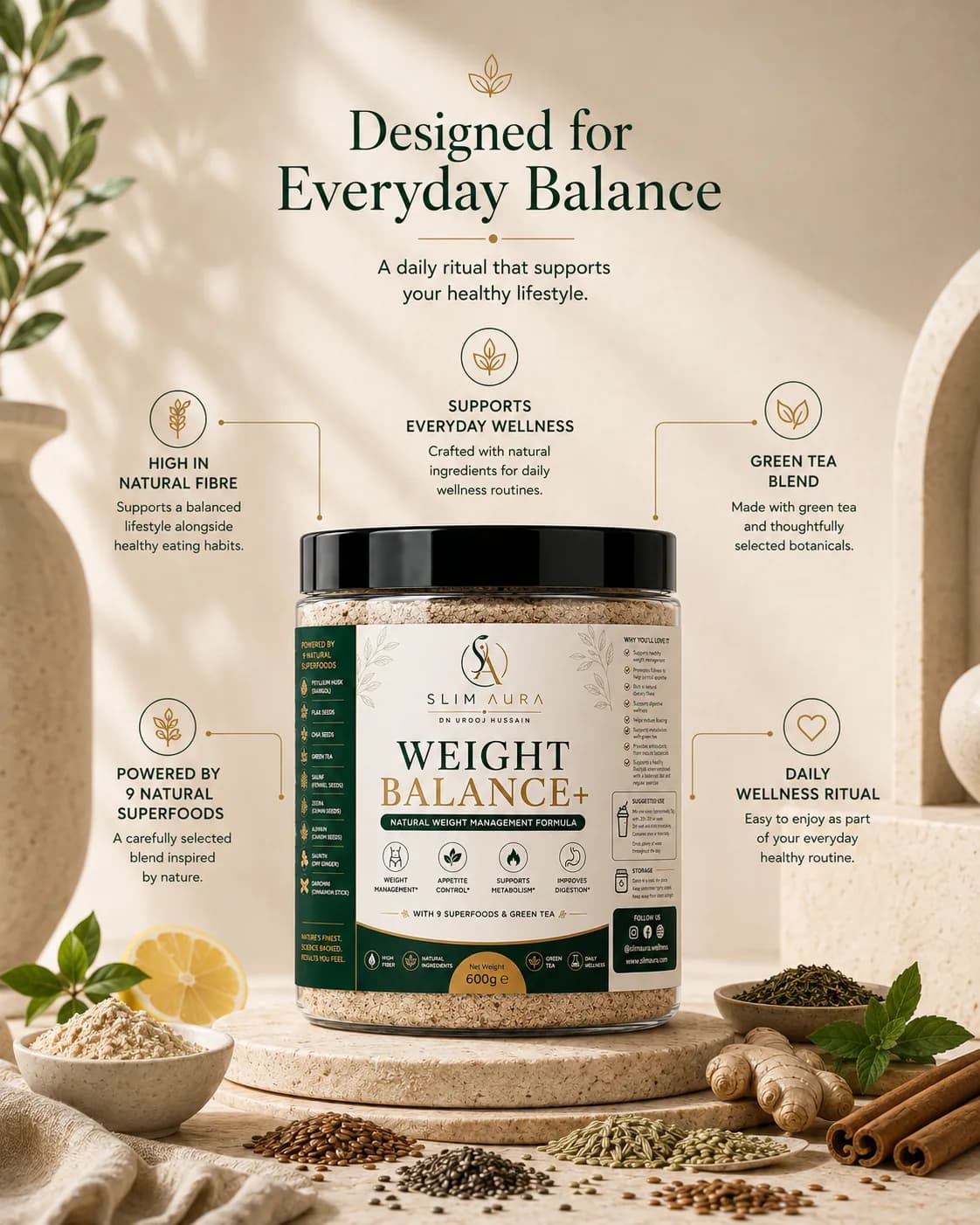 Slim Aura Weight Balance+ with its natural ingredients