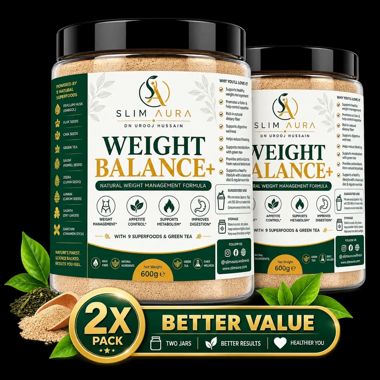 Slim Aura Weight Balance+ two-jar bundle packshot